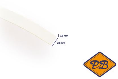 Afbeeldingen van Melamine kantenband 0,5x22mm voorgelijmd voor plastitex geplastificeerd spaanplaat wit parel structuur (per rol=50mtr)