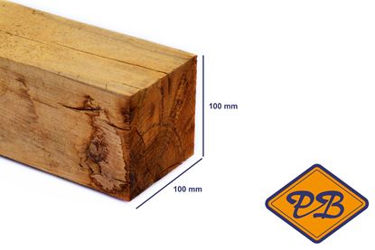 Afbeeldingen van eiken paal vers-fijnbezaagd 100x100mm