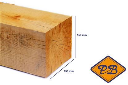 Afbeeldingen van eiken paal vers-fijnbezaagd 150x150mm