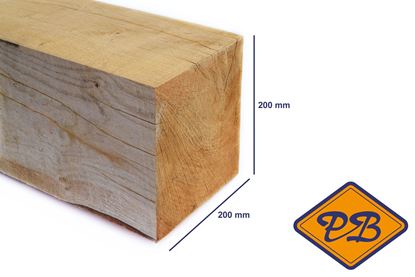 Afbeeldingen van eiken paal vers-fijnbezaagd 200x200mm