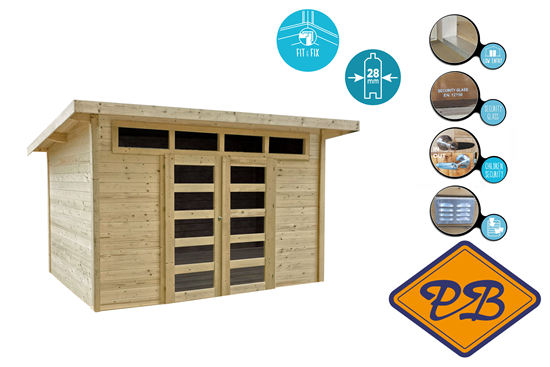 Afbeelding van Solid vuren blokhut 28mm S8245-1 Venezia autoclave verduurzaamd afmeting 333,2x273,6cm