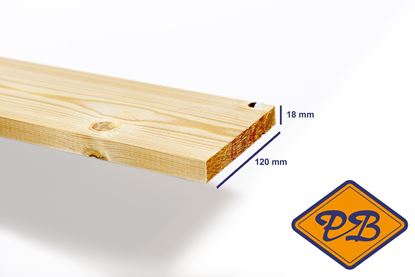 Afbeeldingen van vurenhout klasse C geschaafd rechte hoek 18x120mm