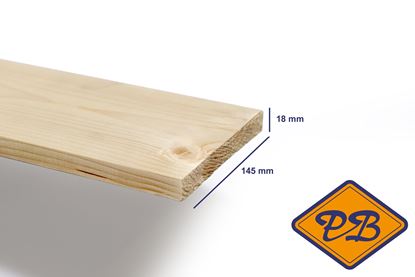 Afbeeldingen van vurenhout klasse C geschaafd rechte hoek 18x145mm