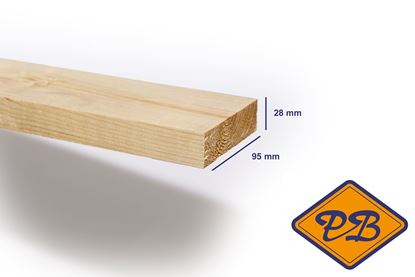 Afbeeldingen van vurenhout klasse C geschaafd rechte hoek 28x95mm