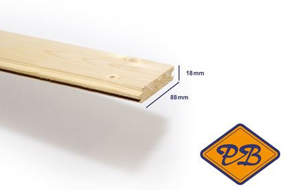 Afbeeldingen van vuren vloerdeel klasse C geschaafd geploegd 18x88mm