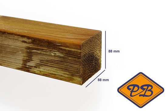 Afbeelding van vuren tuinpaal ME geschaafd ronde hoek verduurzaamd 88x88mm