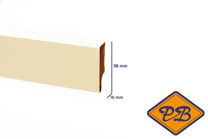 Afbeeldingen van Mdf blokplint met witte overschilderbare folie 16x58mmx250cm