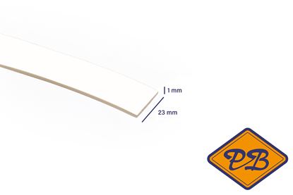 Afbeeldingen van ABS kantenband 1x23mm voor Kronospan geplastificeerd spaanplaat front wit kleurnummer 0101 PE (per rol=25mtr)