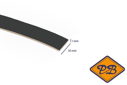 Afbeeldingen van ABS kantenband 1x33mm voor Kronospan geplastificeerd spaanplaat antraciet kleurnummer 0164 PE  (per rol=25mtr)
