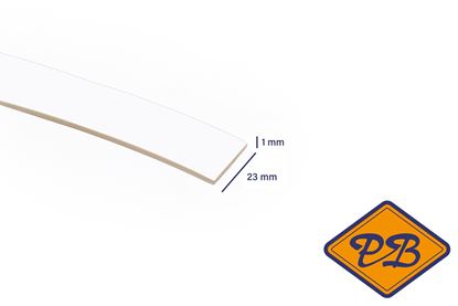 Afbeeldingen van ABS kantenband 1x23mm voor Kronospan geplastificeerd spaanplaat briljant wit kleurnummer 8681 SU (per rol=25mtr)
