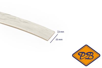 Afbeeldingen van ABS kantenband 2x23mm voor Kronospan geplastificeerd spaanplaat ambachtelijk wit eiken kleurnummer K001 PW (per rol=25mtr)