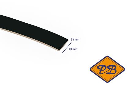 Afbeeldingen van ABS kantenband 1x23mm voor Kronospan geplastificeerd spaanplaat zwart kleurnummer 0190 MG (per rol=25mtr)