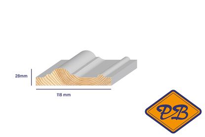 Afbeeldingen van Ztyl grenen puilijst wit gegrond 28x118mm