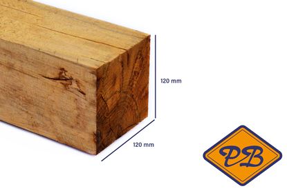 Afbeeldingen van eiken paal vers-fijnbezaagd 120x120mm