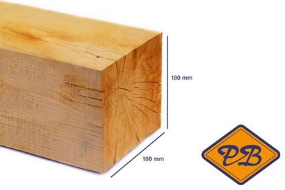 Afbeeldingen van eiken paal vers-fijnbezaagd 180x180mm