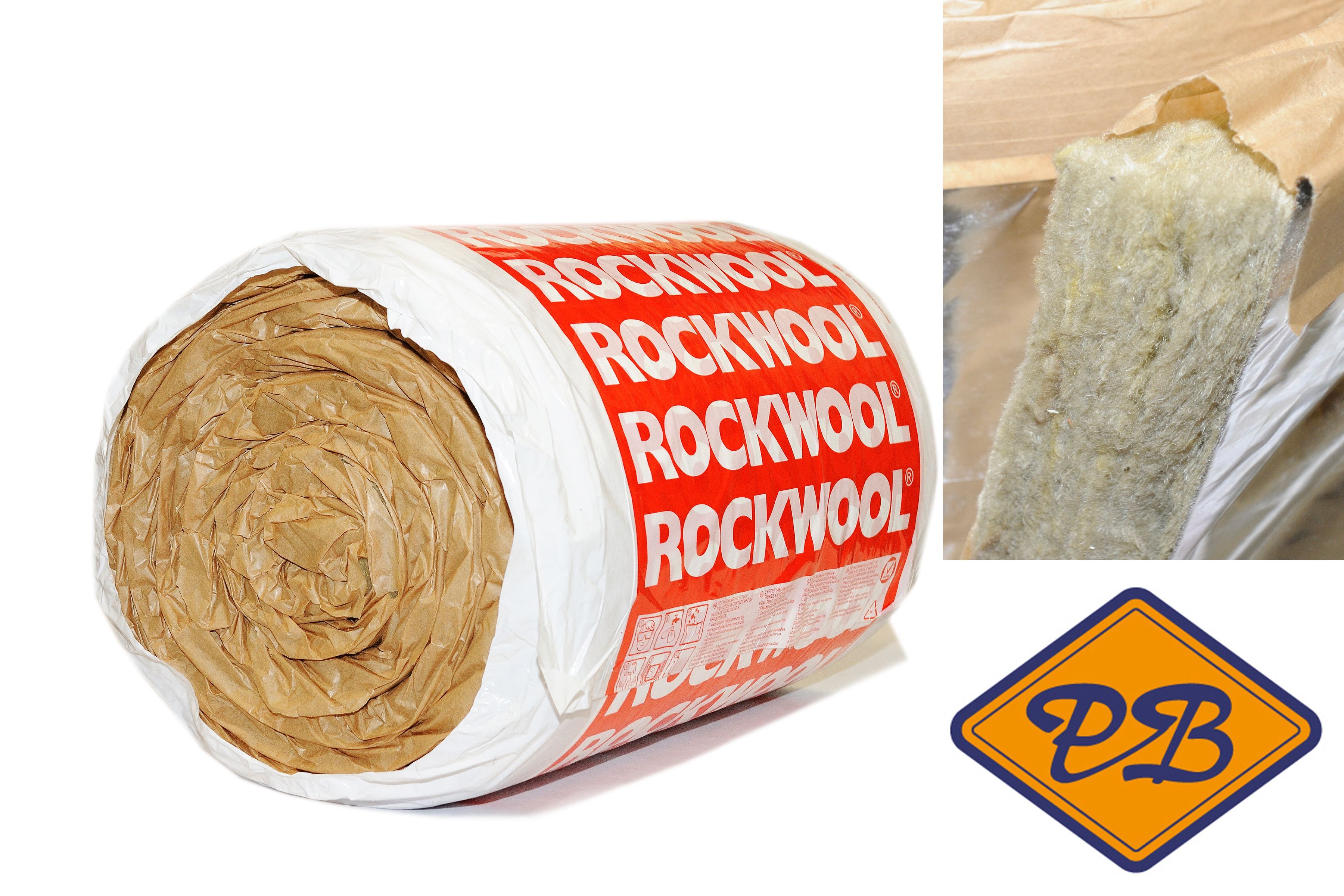 Rockroof sidefix BASE PLUS binnen hellend dak steenwolrol spijkerflensdeken 80mmx600x60cm Rd: 2.0 (per rol=3,6m²) • Baks