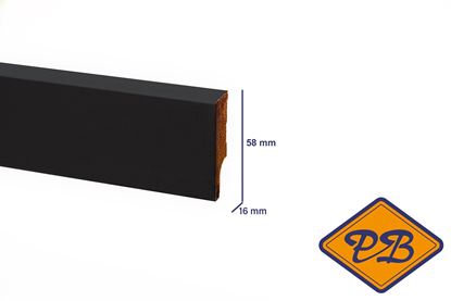 Afbeeldingen van Mdf blokplint met decorfolie uni zwart 16x58mmx250cm