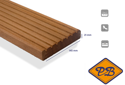 Afbeeldingen van FelixWood bangkirai basic terrasplank met dubbelzijdig profiel 21x145mm