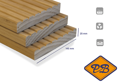 Afbeeldingen van accoya® premium gemodificeerd vlonderplank met enkelzijdig lotus profiel 25x145mm