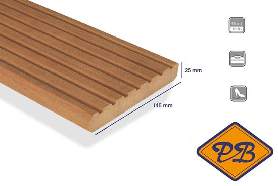 Afbeelding van FelixWood afrikulu premium terrasplank met enkelzijdig profiel 25x145mm