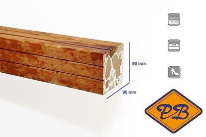 Afbeeldingen van FelixWood bangkirai premium hardhout paal geschaafd met diamantkop en v-groef 90x90mm