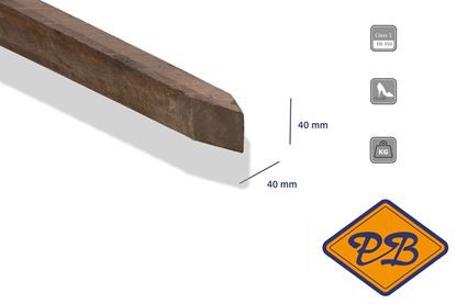 Afbeeldingen van Azobé hardhout paal ruw 40x40mm met punt