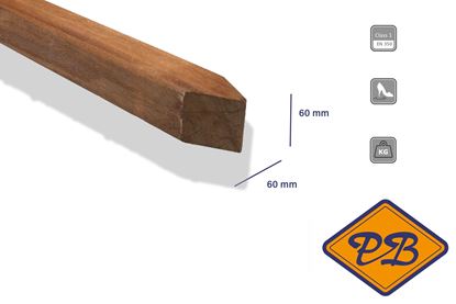 Afbeeldingen van Azobé hardhout paal ruw 60x60mm met punt