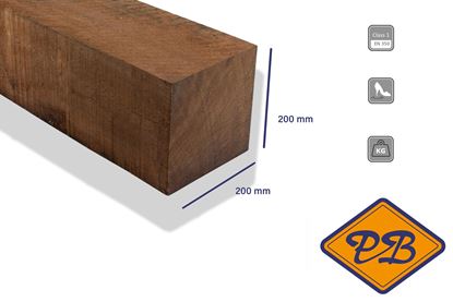 Afbeeldingen van Azobé hardhout paal fijnbezaagd 200x200mm