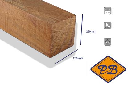 Afbeeldingen van Azobé hardhout paal fijnbezaagd 250x250mm