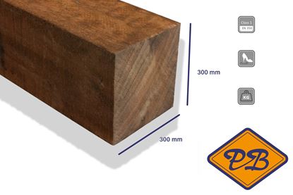 Afbeeldingen van Azobé hardhout paal fijnbezaagd 300x300mm