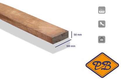 Afbeeldingen van Azobé hardhout ligger fijnbezaagd 50x100mm