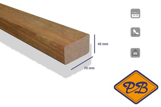 Afbeelding van Azobé massief onderligger geschaafd 45x70mm