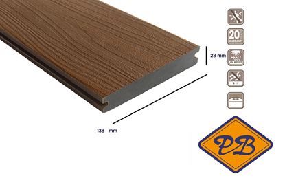 Afbeeldingen van Fiberdeck® WPC terrasplank massief met dubbelzijdig profiel harmony indian summer 23x138mm