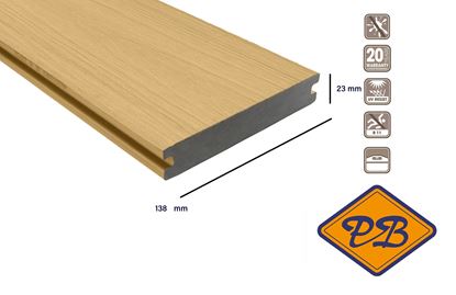 Afbeeldingen van Fiberdeck® WPC terrasplank massief met dubbelzijdig profiel harmony red cedar 23x138mm