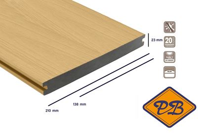 Afbeeldingen van Fiberdeck® WPC XXL terrasplank massief met dubbelzijdig profiel premium red cedar  23x210mm