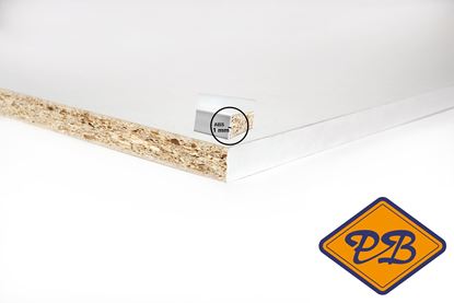 Afbeeldingen van Unilin geplastificeerd meubelpaneel 18mm wit parelstructuur 1-zijdig voorzien van ABS kantenband
