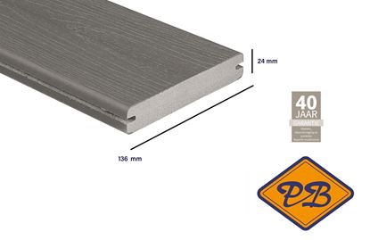Afbeeldingen van Fiberon®WPC terrasplank massief met enkelzijdig profiel protect plus earl grey 24x136mm