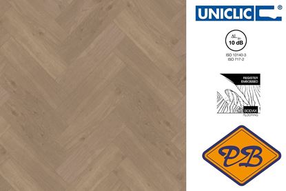 Afbeeldingen van Bodiax pvc hydo-core uniclic Fisk 510 Richmond eiken visgraat strook 9mmx12x72cm (per pak van 12 stuks A + 12 stuks B=2,074m²)