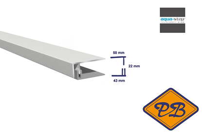 Afbeeldingen van HDM outdoor® PVC/ALU 2-delig begin-eindprofiel RAL *9003  uni clear white ultra mat 50x43x22mmx300cm