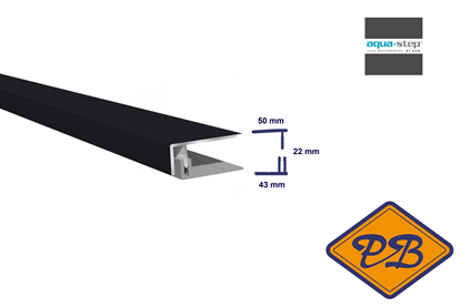 Afbeeldingen van HDM outdoor® PVC/ALU 2-delig begin-eindprofiel *RAL 9011 uni graphite black ultra mat 50x43x22mmx300cm