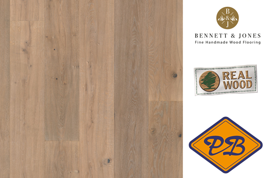 Afbeelding van Bennett & Jones Grand Houses nr.20 Howard click lamelparket landhuis XXL eiken tradition, licht gerookt, tegendraads geschaafd, wit geolied 15mmx26x220cm (per pak van 5 stuks=2,88m²)