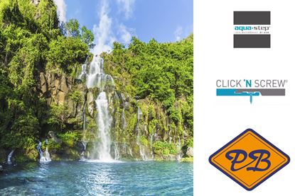 Afbeeldingen van HDM aqua step SPC click 'N screw wandpaneel digitale print visuals cormoran waterfalls 4,5mm XL