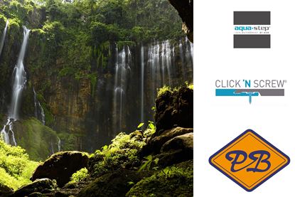 Afbeeldingen van HDM aqua step SPC click 'N screw wandpaneel visuals digitale print waterfalls at sunrise 4,5mm XL