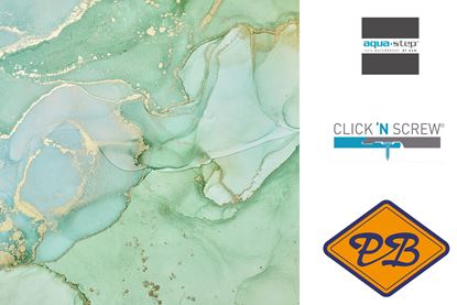 Afbeeldingen van HDM aqua step SPC click 'N screw wandpaneel visuals digitale print painted marble green 4,5mm XL