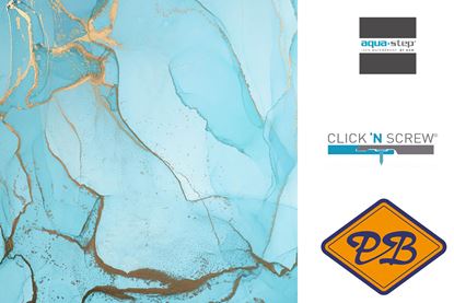 Afbeeldingen van HDM aqua step SPC click 'N screw wandpaneel visuals digitale print painted marble blue 4,5mm XL