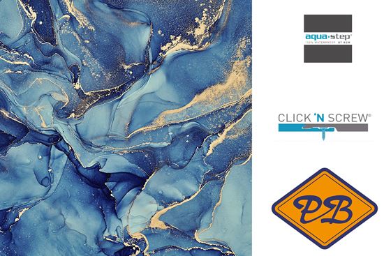 Afbeelding van HDM aqua step SPC click 'N screw wandpaneel visuals digitale print painted marble dark blue 4,5mm XL