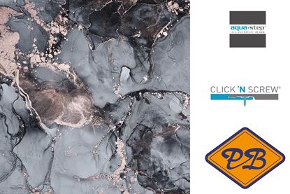 Afbeeldingen van HDM aqua step SPC click 'N screw wandpaneel visuals digitale print painted marble black 4,5mm XL