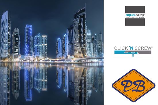 Afbeelding van HDM aqua step SPC click 'N screw wandpaneel visuals digitale print Dubai marina by night 4,5mm XL