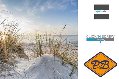 Afbeeldingen van HDM aqua step SPC click 'N screw wandpaneel visuals digitale print sunny day at the beach 4,5mm XL