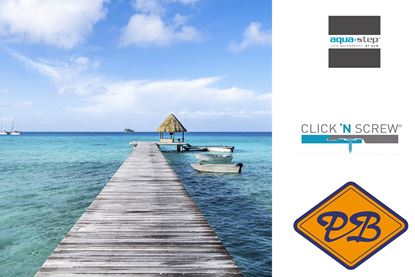 Afbeeldingen van HDM aqua step SPC click 'N screw  wandpaneel visuals digitale print tropical sea pier 4,5mm XL